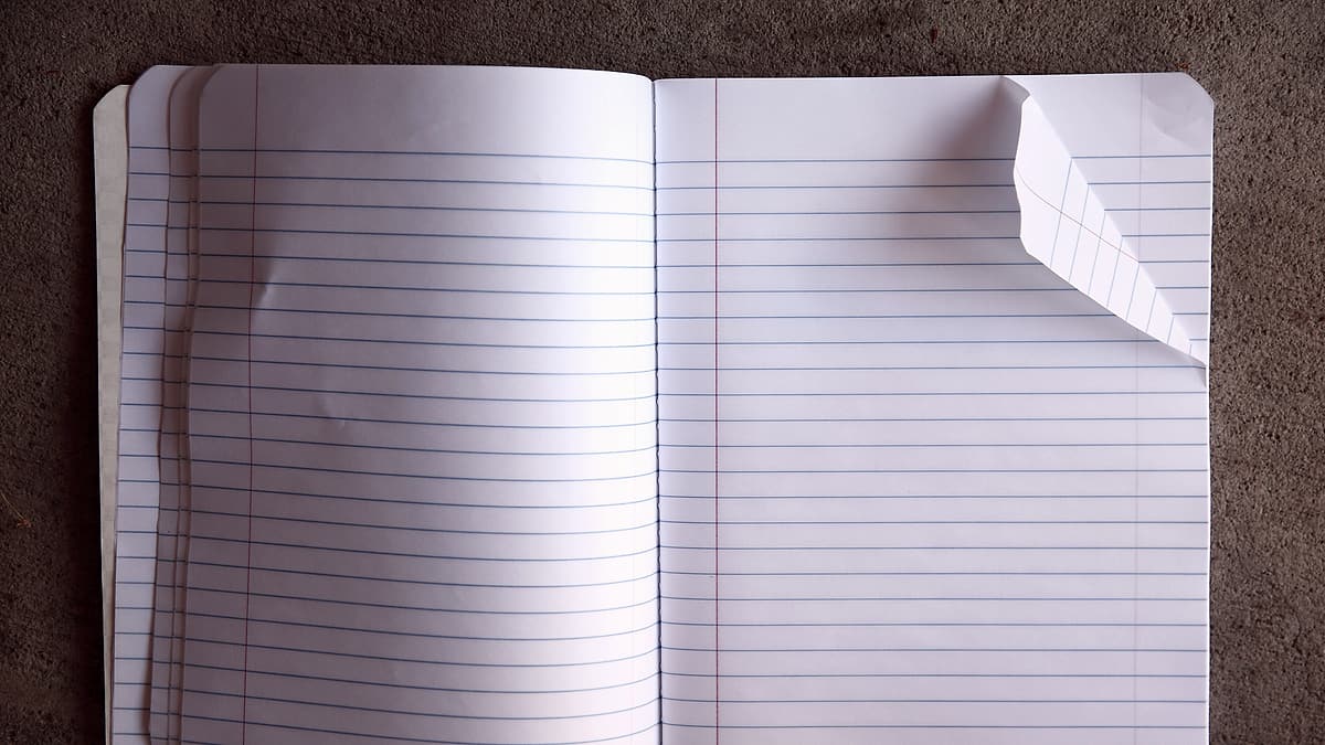 A blank form and a pen laid out on a clean desk beside a folder of papers held shut with an elastic band